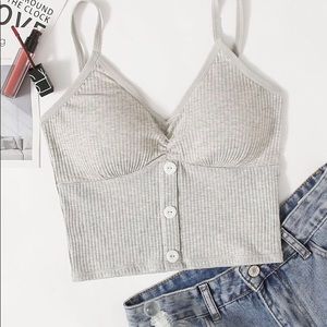 Cropped Tank with Button Detail